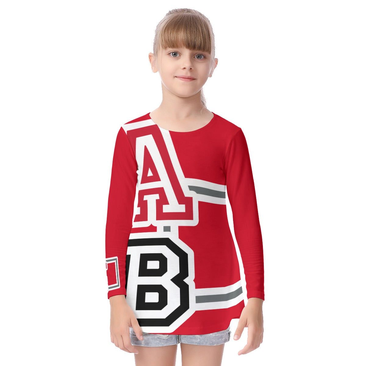 ABJ Greek All-Over Print Kid's Long Sleeve O-neck T-shirt