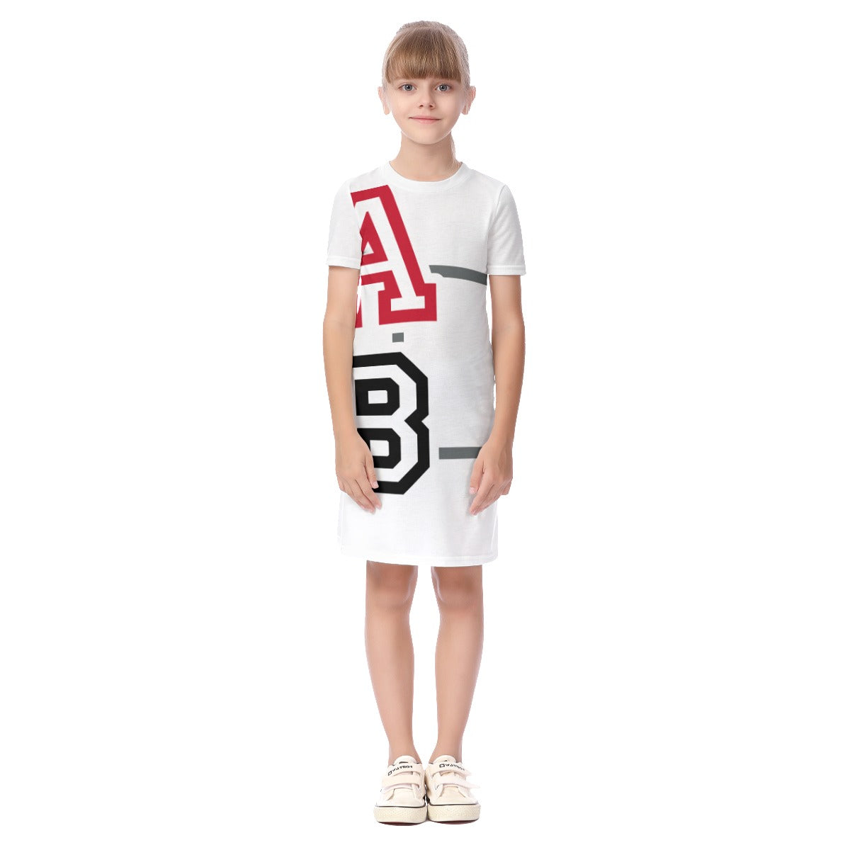 ABJ Greek All-Over Print Kid's Short Sleeve Dress