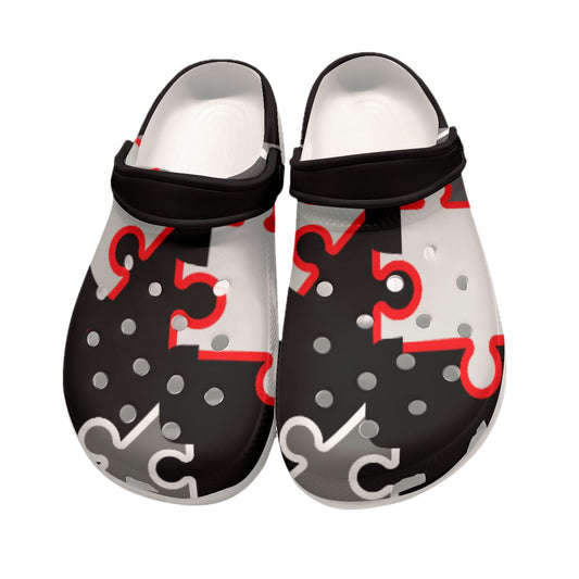 ABJ Puzzle Black & Red All-Over Print Women's Classic Clogs