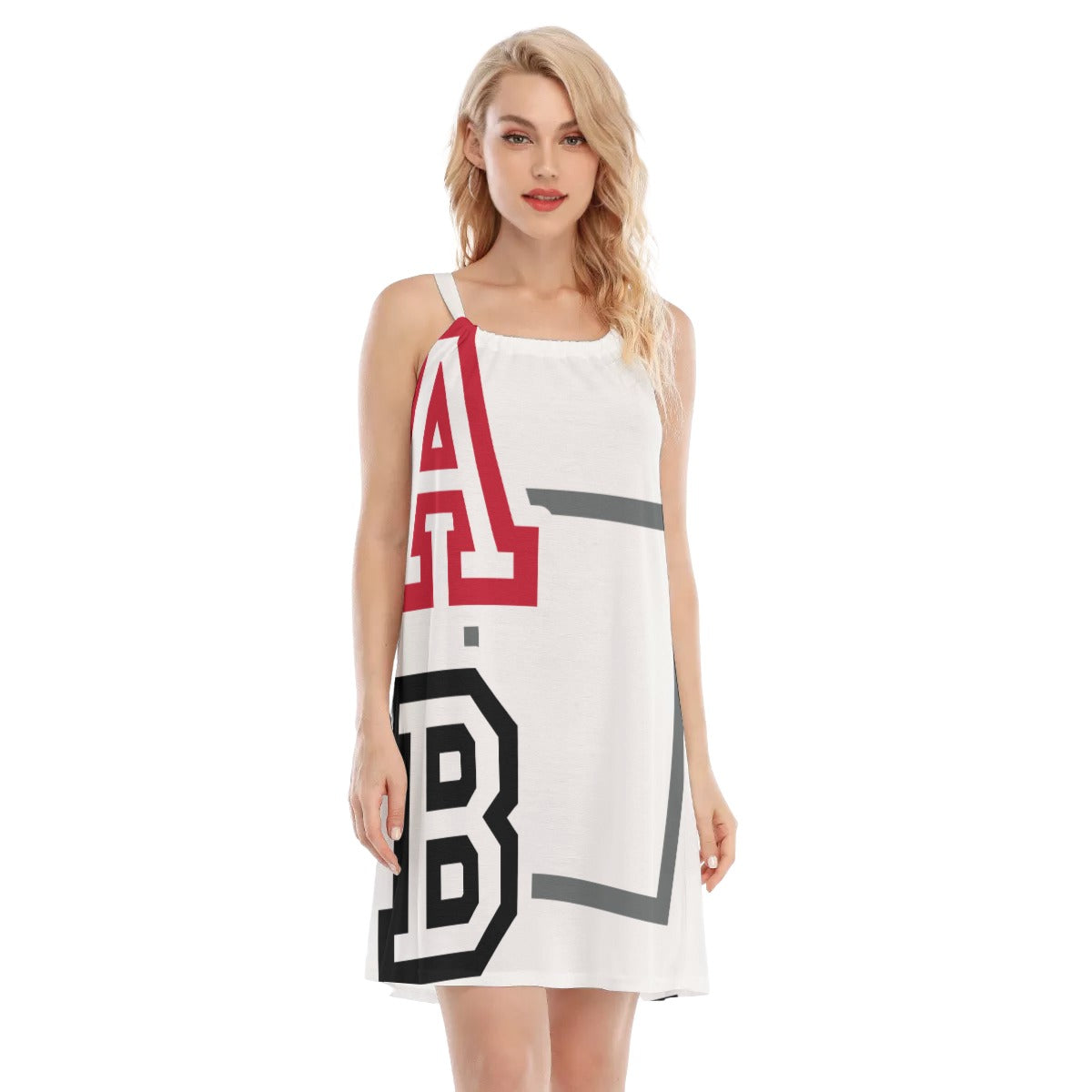 ABJ Greek All-Over Print Women's O-neck Cami Dress