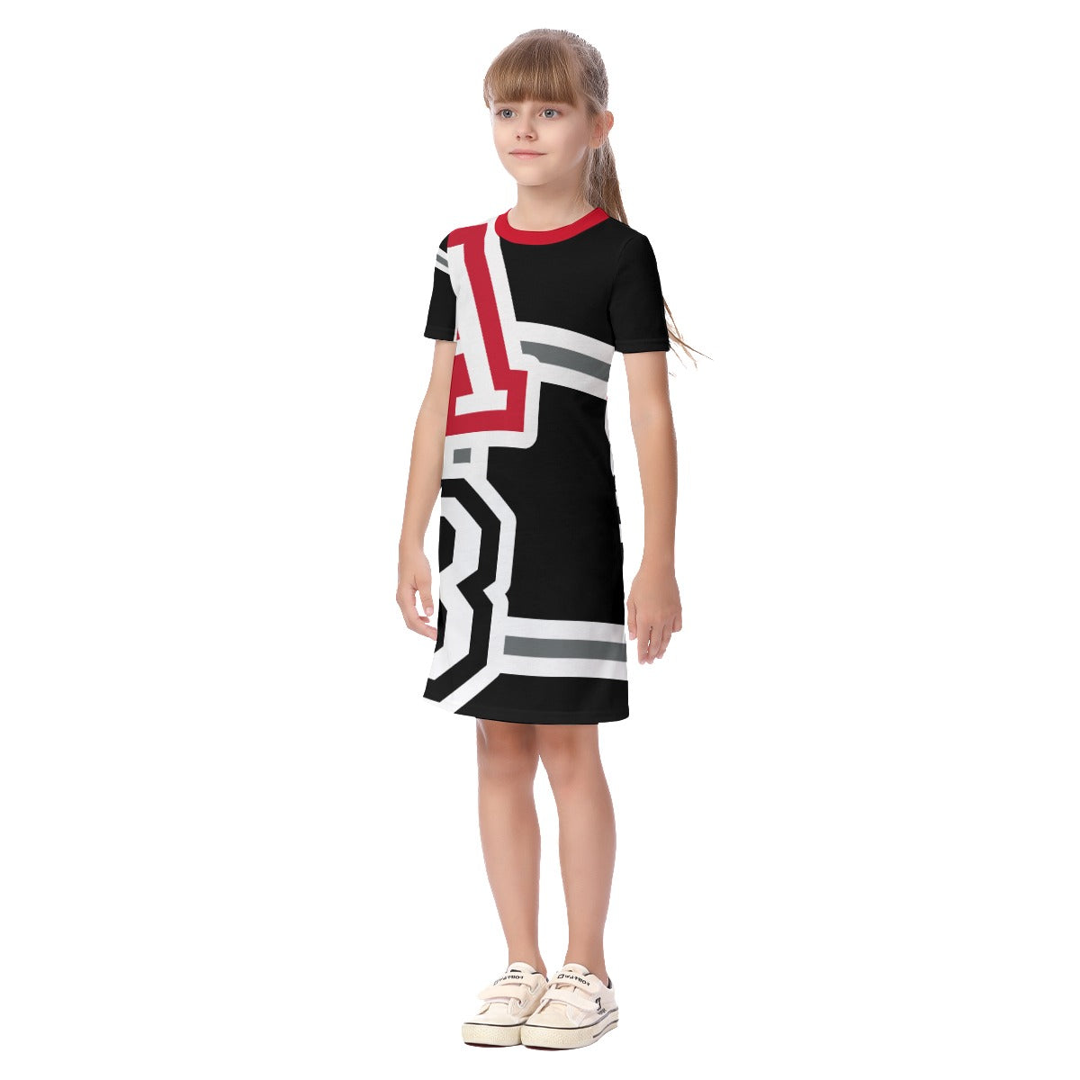 ABJ Greek All-Over Print Kid's Short Sleeve Dress