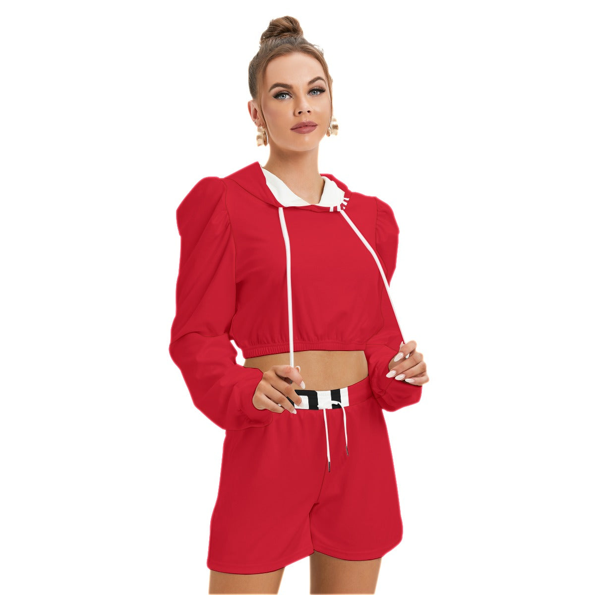 ABJ Greek Plain All-Over Print Women's Micro Fleece Hoodie And Shorts Set