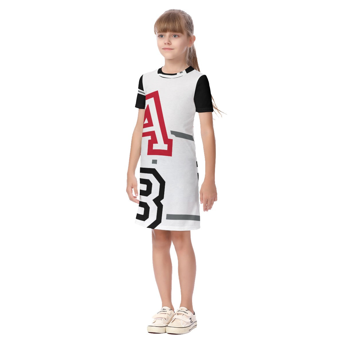 ABJ Greek All-Over Print Kid's Short Sleeve Dress