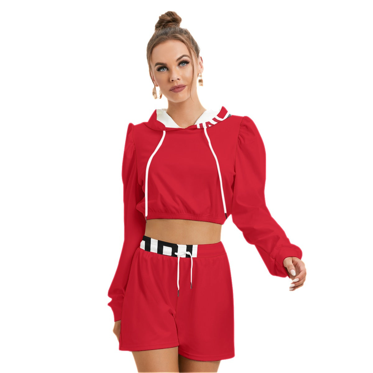 ABJ Greek Plain All-Over Print Women's Micro Fleece Hoodie And Shorts Set