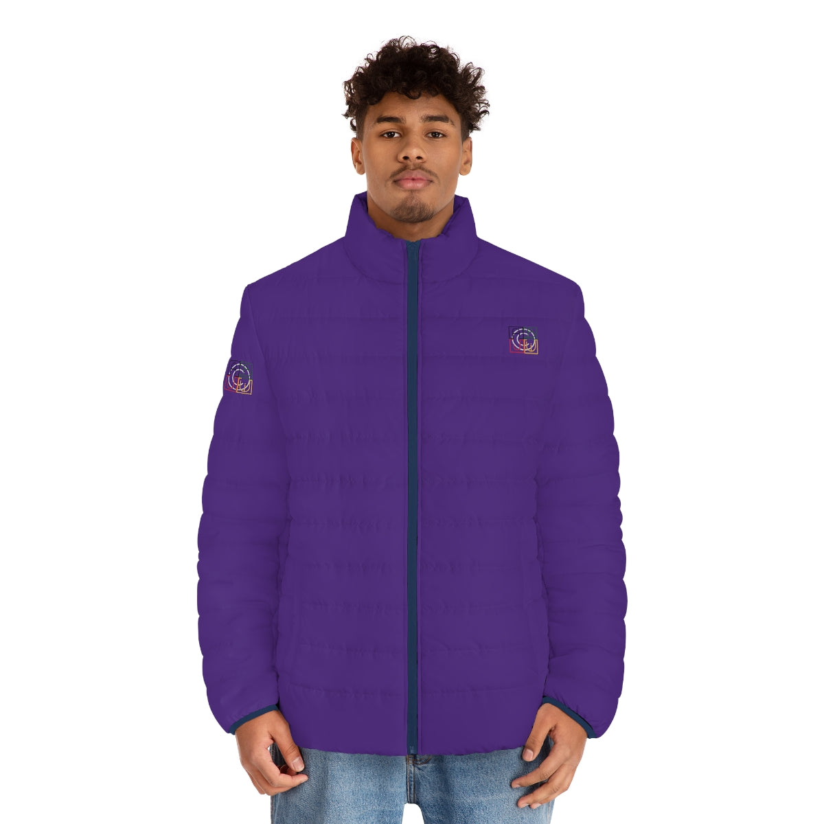 ABJ Cube Men's (Purple) Puffer Jacket (AOP)