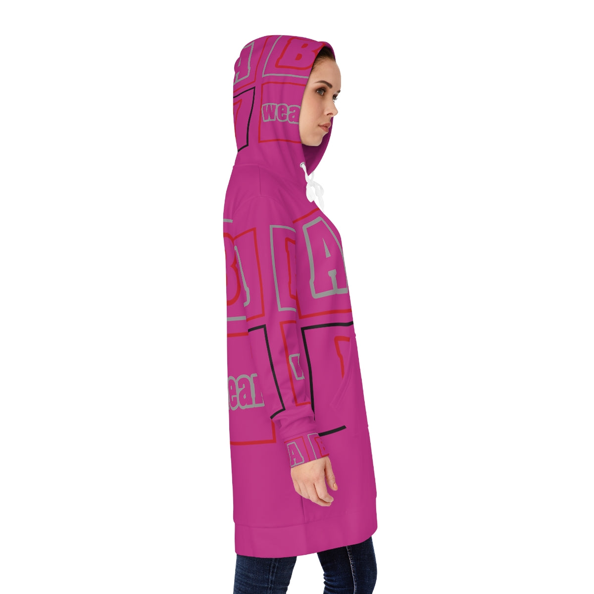 ABJ Block Women's Pink Hoodie Dress (AOP)