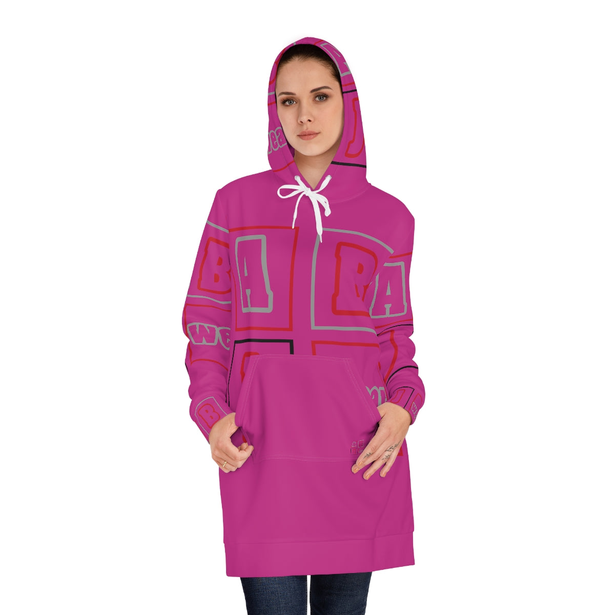 ABJ Block Women's Pink Hoodie Dress (AOP)