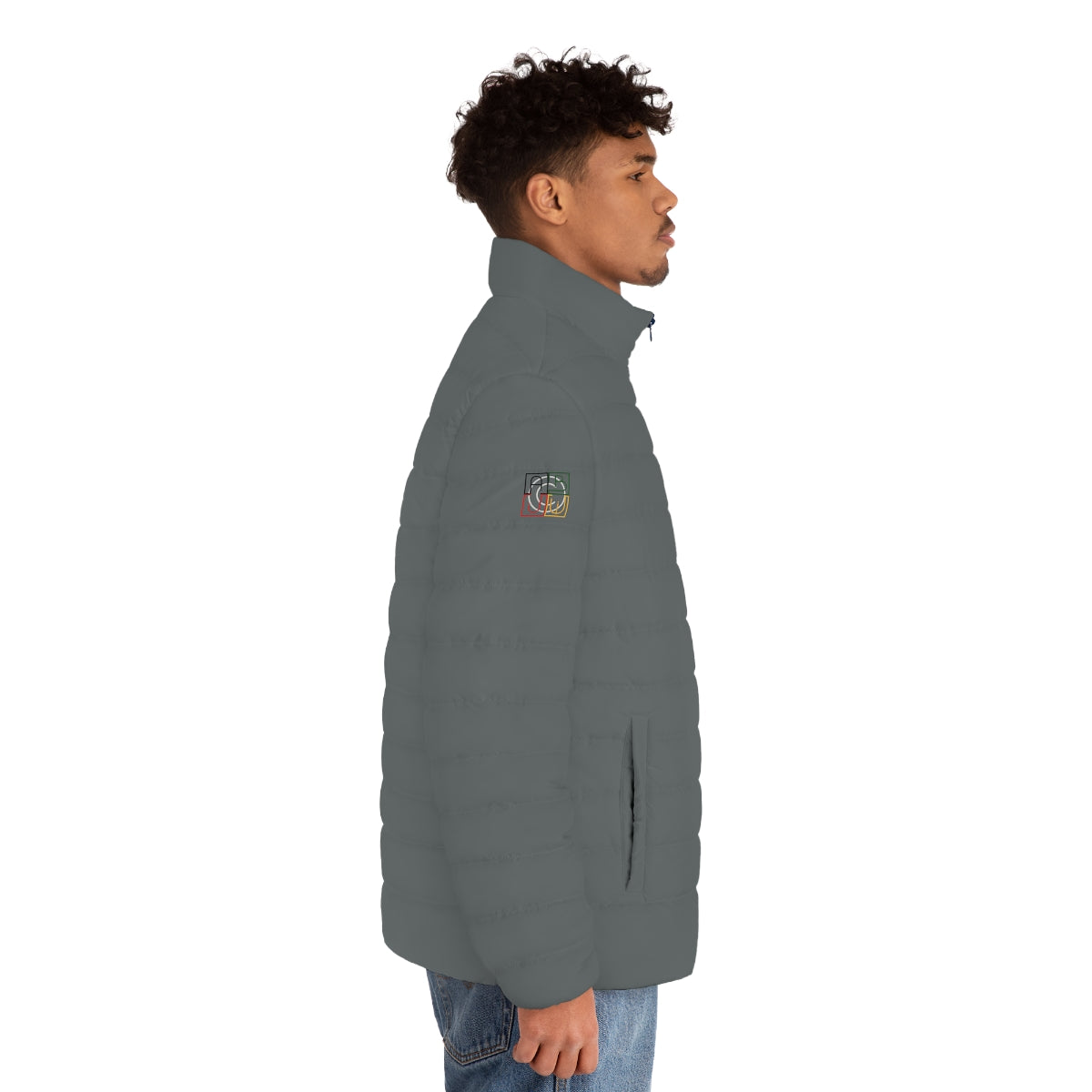 ABJ Cube Men's (Dark Grey) Puffer Jacket (AOP)