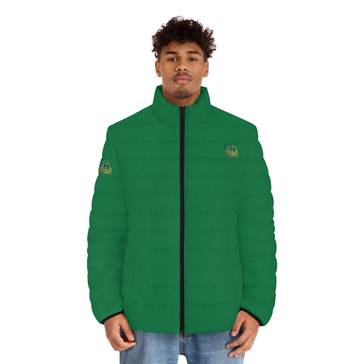 ABJ Cube Men's (Dark Green) Puffer Jacket (AOP)