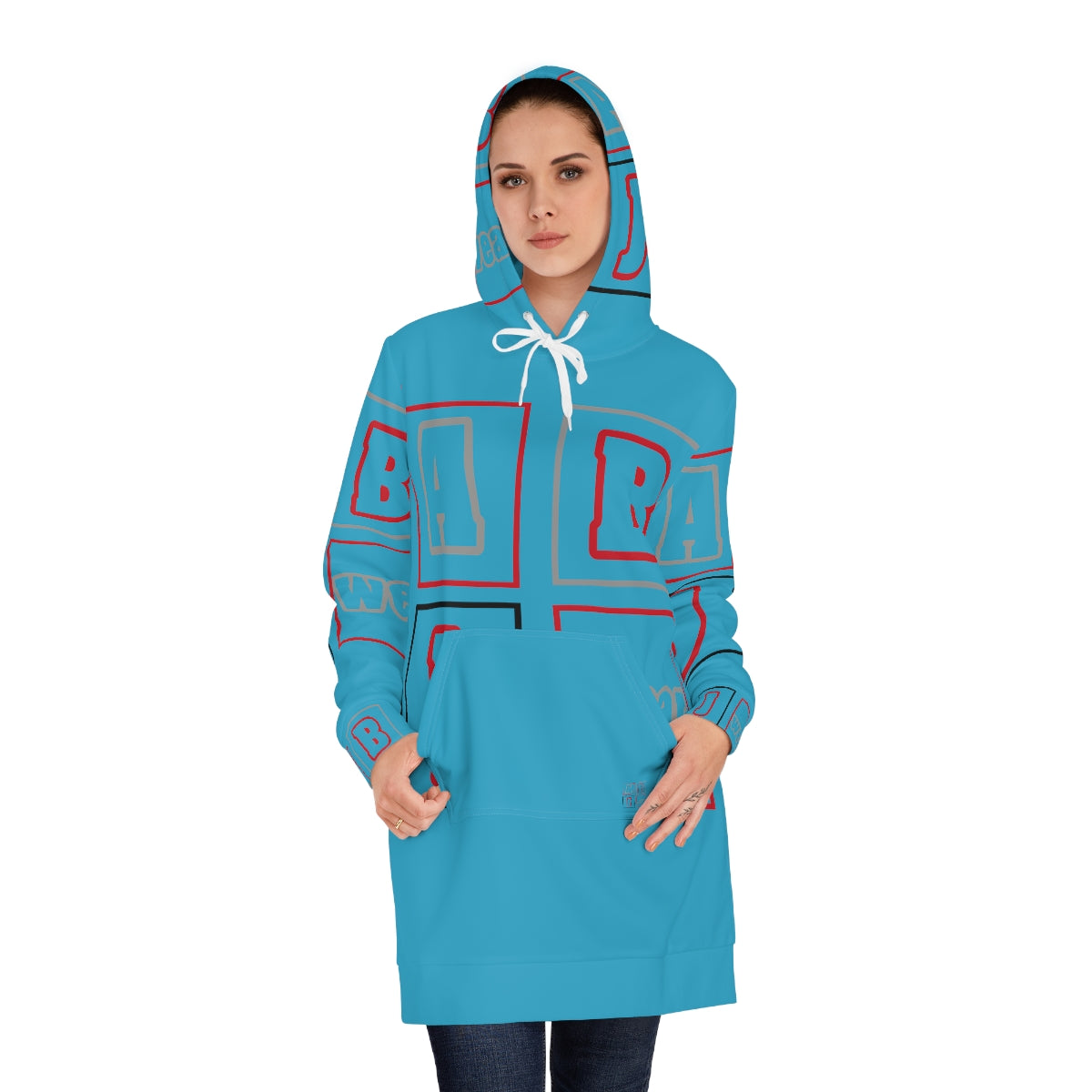 ABJ Block Women's Turquoise Hoodie Dress (AOP)