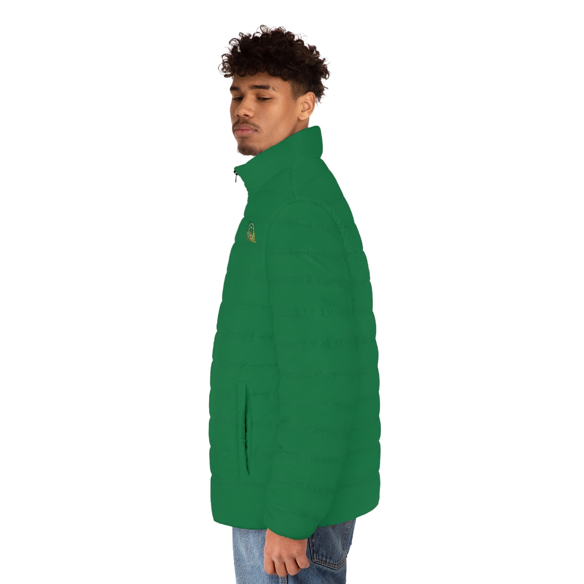 ABJ Cube Men's (Dark Green) Puffer Jacket (AOP)