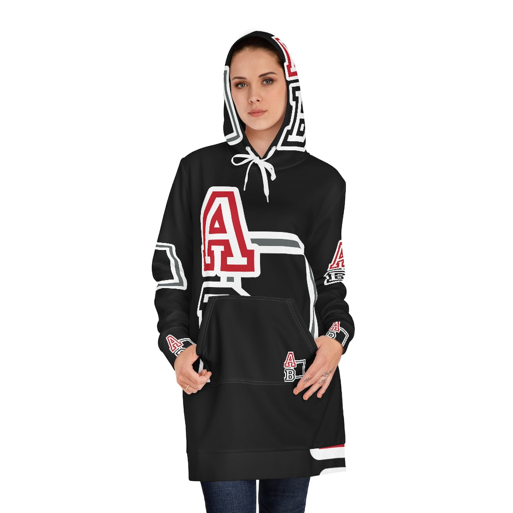 ABJ Greek Black  Women's Hoodie Dress (AOP)