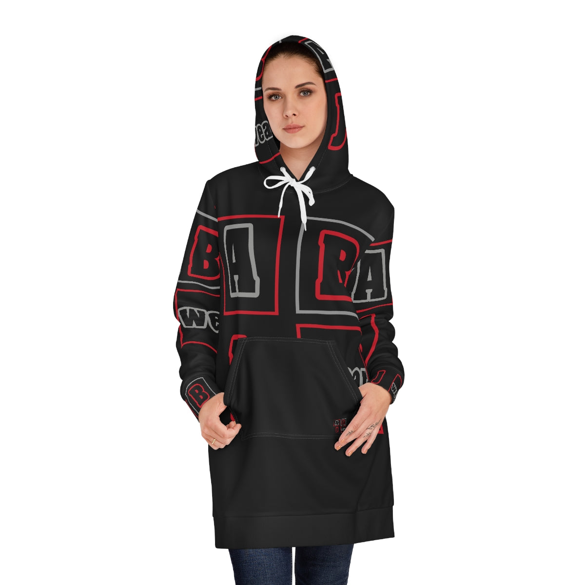 ABJ Block Women's Black Hoodie Dress (AOP)