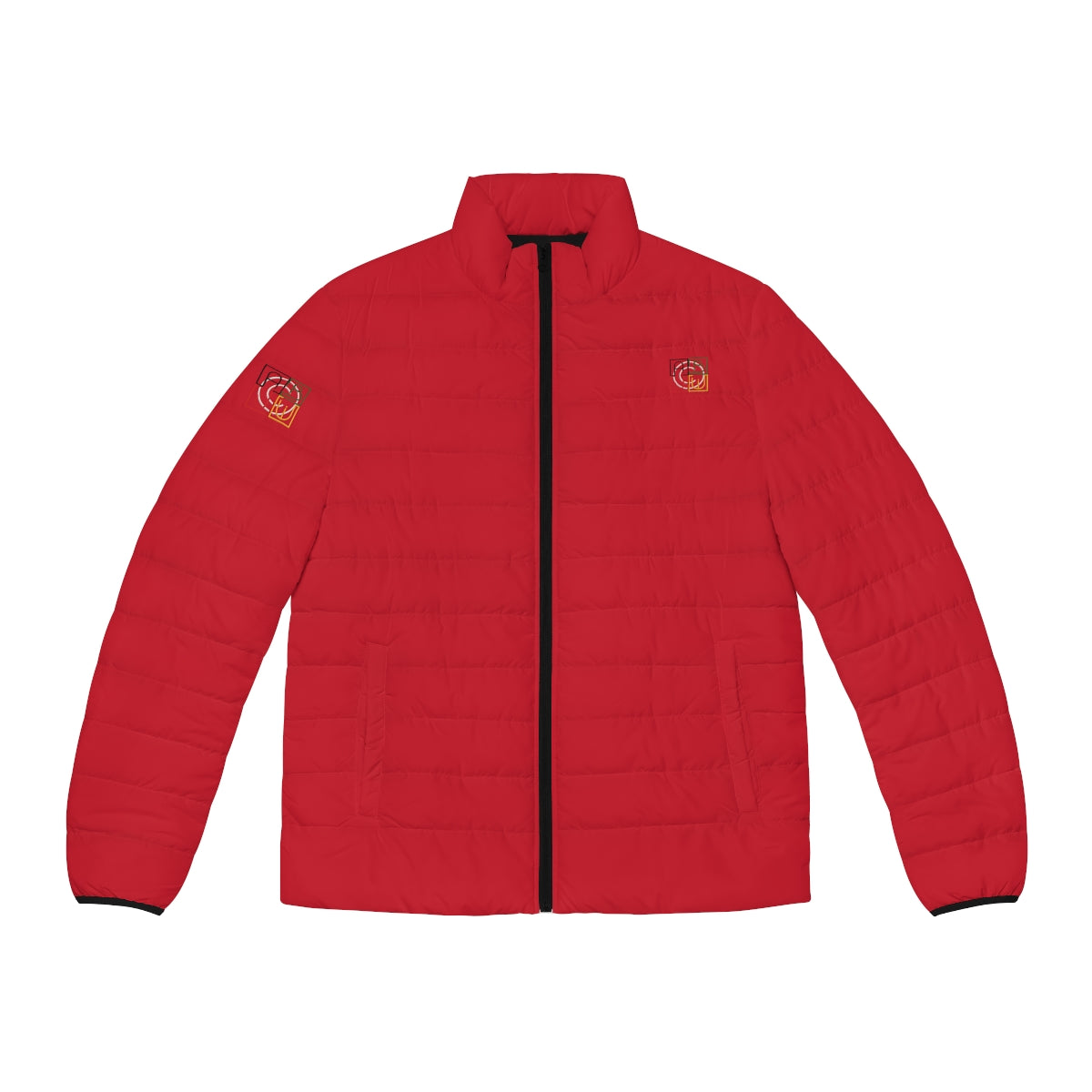 ABJ Cube Men's (Dark Red) Puffer Jacket (AOP)