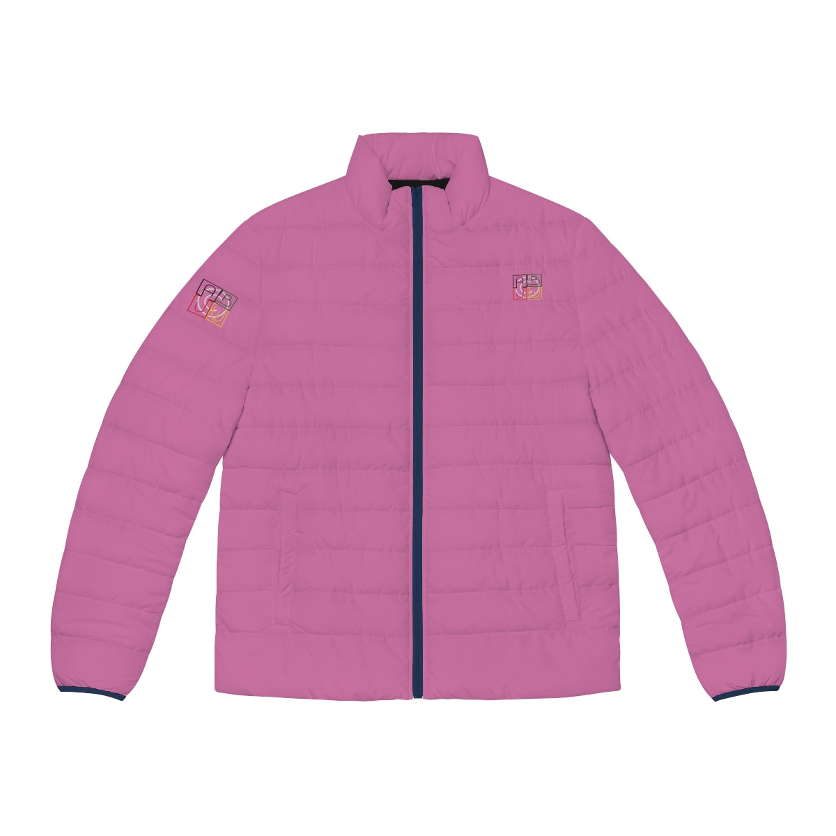 ABJ Cube Men's (Light Pink) Puffer Jacket (AOP)