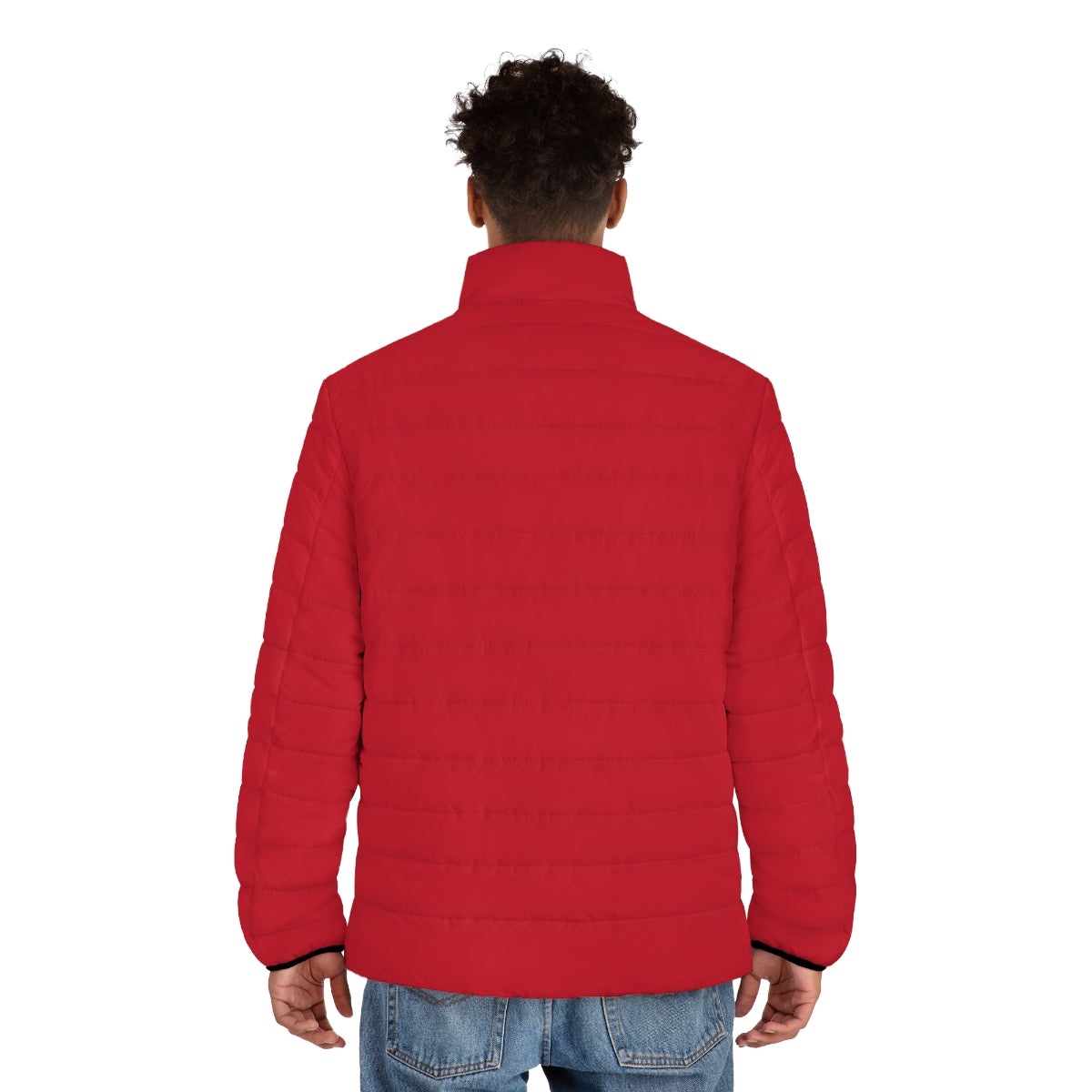 ABJ Cube Men's (Dark Red) Puffer Jacket (AOP)