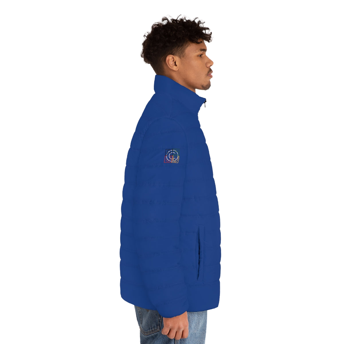 ABJ Cube Men's (Dark Blue) Puffer Jacket (AOP)