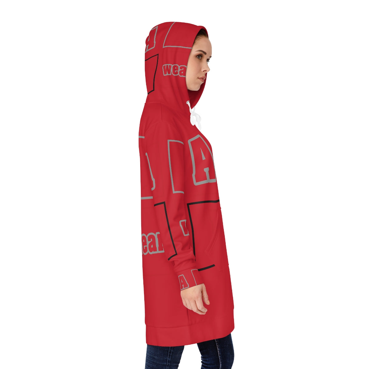 ABJ Block Women's Red Hoodie Dress (AOP)