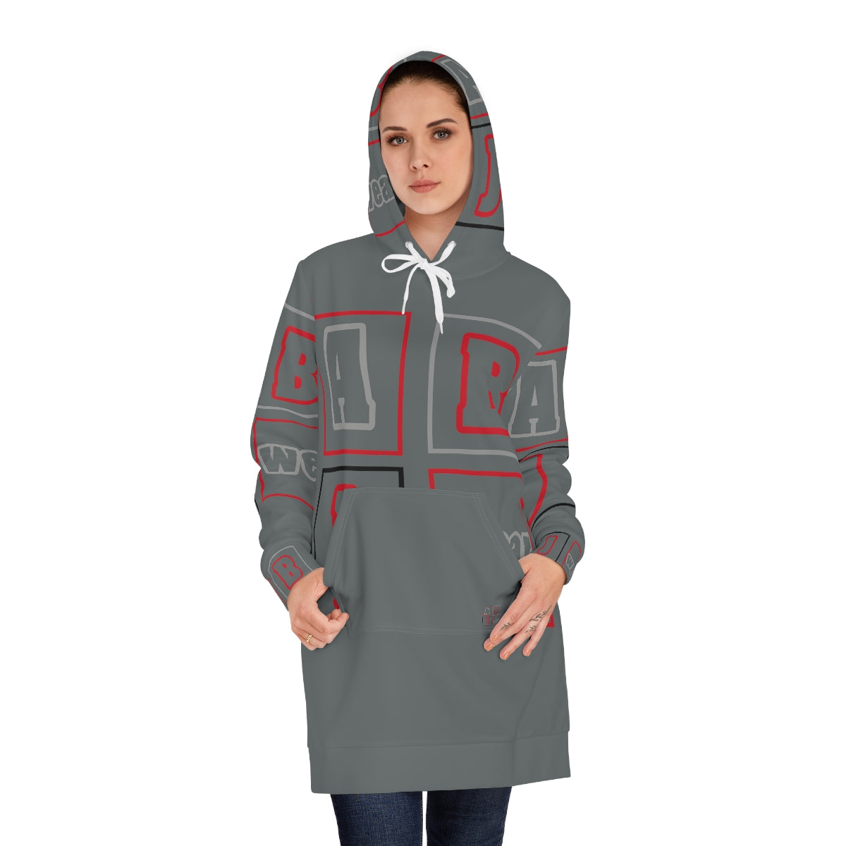 ABJ Block Women's Dark Grey Hoodie Dress (AOP)