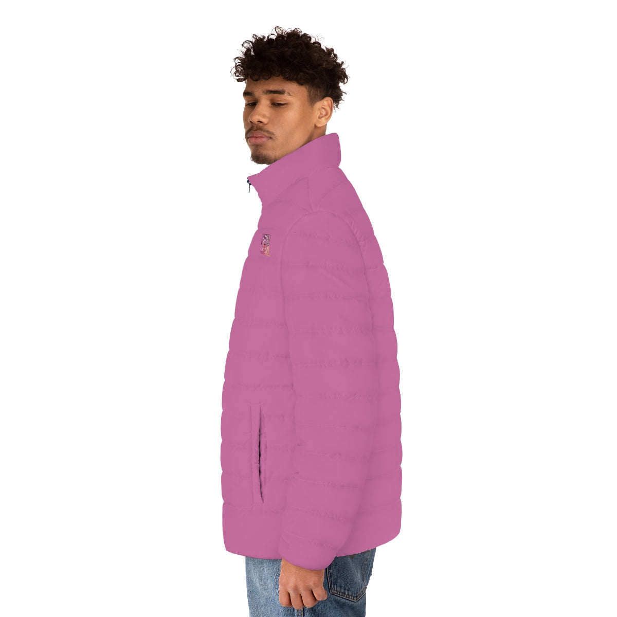 ABJ Cube Men's (Light Pink) Puffer Jacket (AOP)