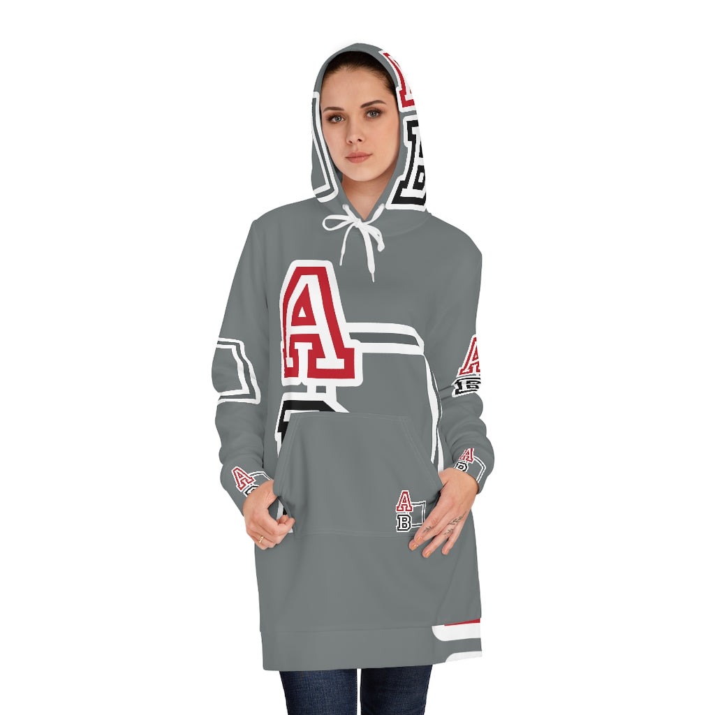 ABJ Greek Grey  Women's Hoodie Dress (AOP)